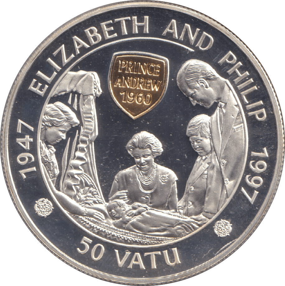 1997 FIFTY VATU ELIZABETH AND PHILIP - WORLD COINS - Cambridgeshire Coins