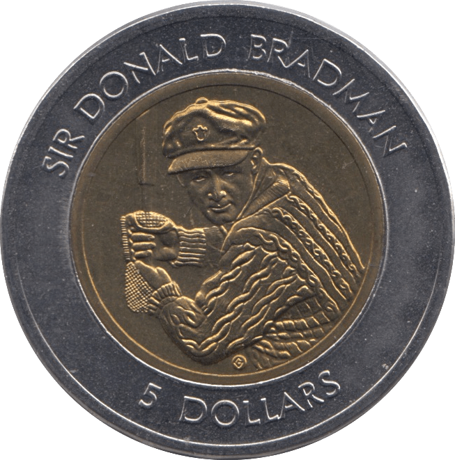 1997 FIVE DOLLARS SIR DONALD BRADMAN AUSTRALIA - WORLD COINS - Cambridgeshire Coins