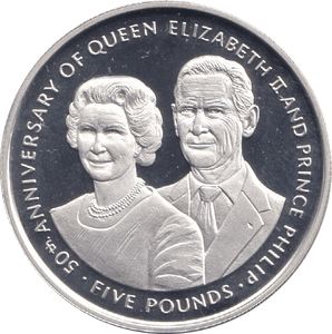 1997 FIVE POUNDS ANNIVERSARY OF ELIZABETH AND PHILIP - WORLD COINS - Cambridgeshire Coins