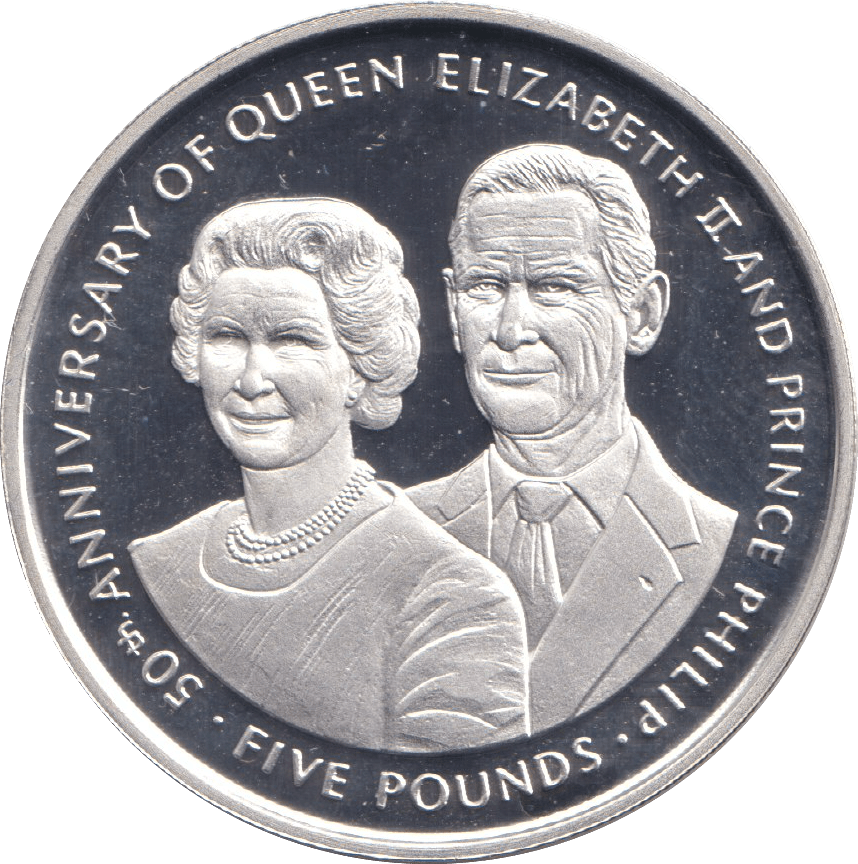 1997 FIVE POUNDS ANNIVERSARY OF ELIZABETH AND PHILIP - WORLD COINS - Cambridgeshire Coins
