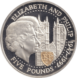 1997 FIVE POUNDS BAILIWICK OF GUERNSEY ELIZABETH AND PHILIP - SILVER WORLD COINS - Cambridgeshire Coins