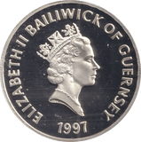 1997 FIVE POUNDS BAILIWICK OF GUERNSEY ELIZABETH AND PHILIP - SILVER WORLD COINS - Cambridgeshire Coins