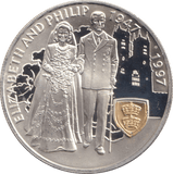 1997 FIVE POUNDS FALKLAND ISLANDS QUEEN ELIZABETH AND PHILIP - SILVER WORLD COINS - Cambridgeshire Coins
