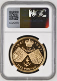 1997 GOLD PROOF £5 SOVEREIGN ROYAL WEDDING ANNIVERSARY ( NGC ) PF 69 ULTRA CAMEO - NGC GOLD COINS - Cambridgeshire Coins