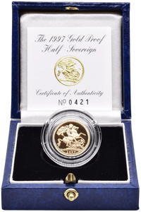 1997 GOLD PROOF HALF SOVEREIGN BOXED - GOLD PROOF HALF SOVEREIGNS - Cambridgeshire Coins