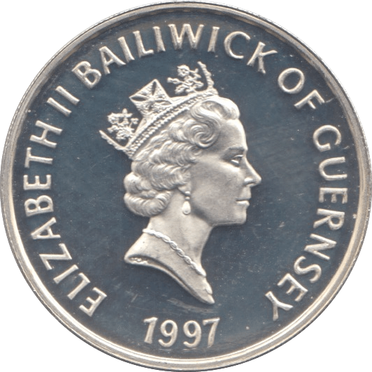 1997 GUERNSEY ELIZABETH AND PHILIP SILVER ONE POUND - WORLD COINS - Cambridgeshire Coins