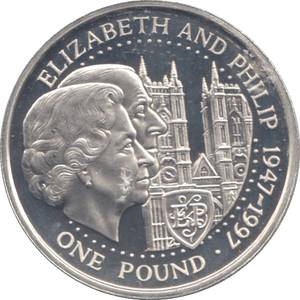 1997 GUERNSEY ELIZABETH AND PHILIP SILVER ONE POUND - WORLD COINS - Cambridgeshire Coins