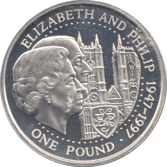 1997 GUERNSEY ELIZABETH AND PHILIP SILVER ONE POUND - WORLD COINS - Cambridgeshire Coins