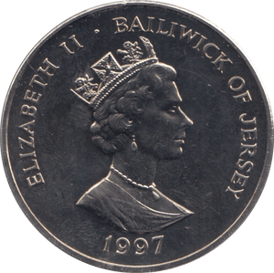 1997 JERSEY ELIZABETH AND PHILLIP FIVE POUNDS - WORLD COINS - Cambridgeshire Coins