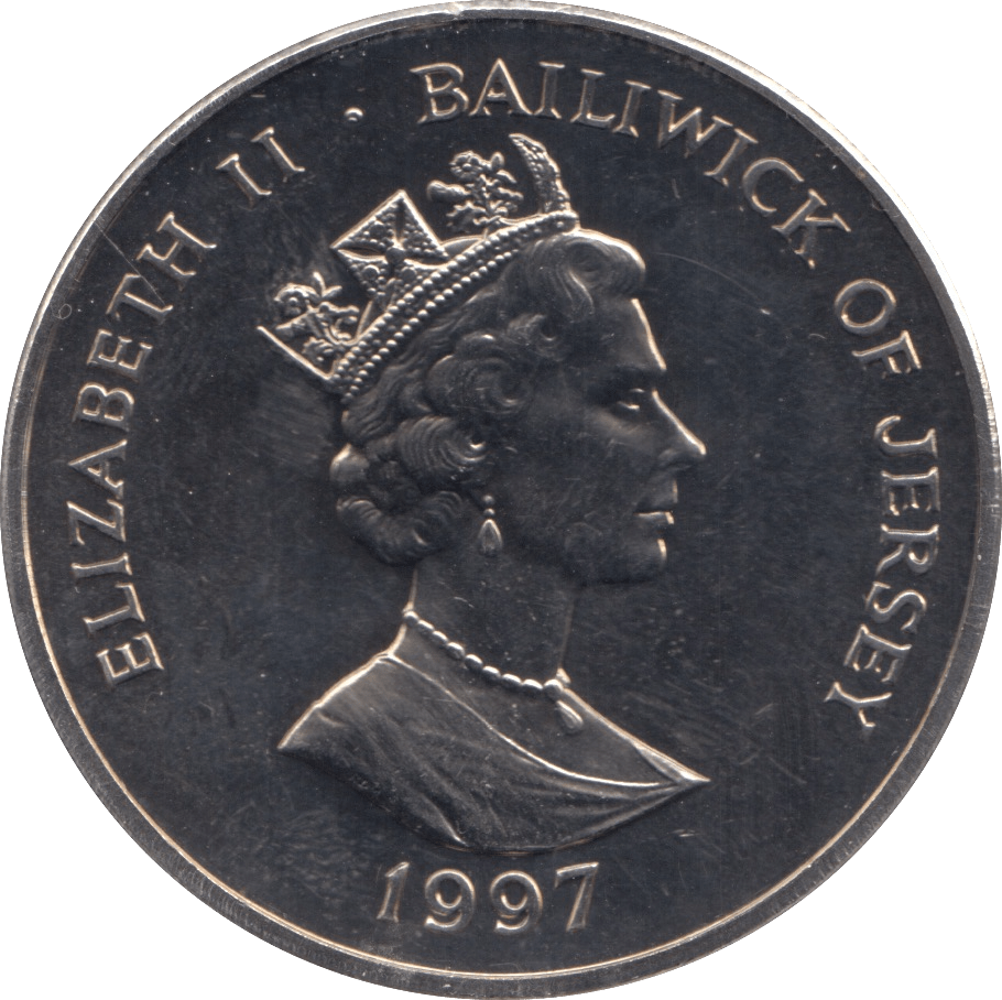 1997 JERSEY ELIZABETH AND PHILLIP FIVE POUNDS - WORLD COINS - Cambridgeshire Coins