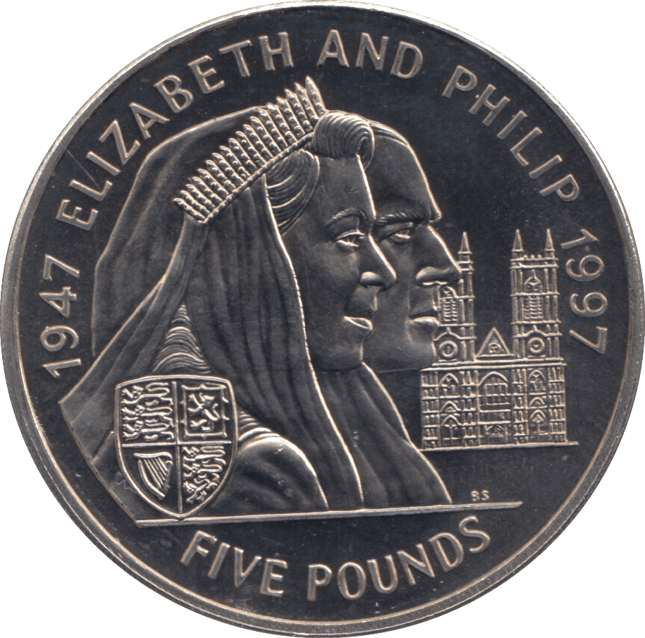 1997 JERSEY ELIZABETH AND PHILLIP FIVE POUNDS - WORLD COINS - Cambridgeshire Coins
