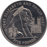 1997 JERSEY ELIZABETH AND PHILLIP FIVE POUNDS - WORLD COINS - Cambridgeshire Coins