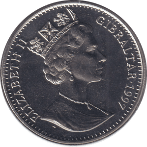 1997 ONE CROWN GIBRALTAR GOLDEN ANNIVERSARY - WORLD COINS - Cambridgeshire Coins