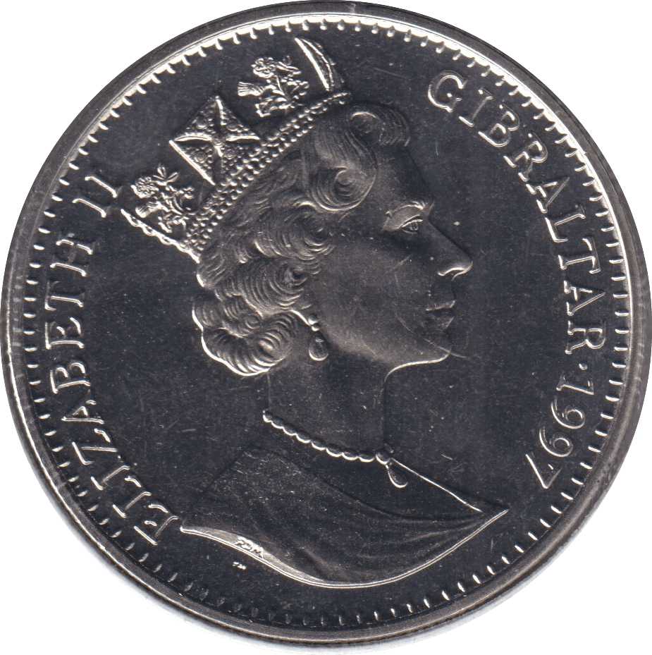 1997 ONE CROWN GIBRALTAR GOLDEN ANNIVERSARY - WORLD COINS - Cambridgeshire Coins