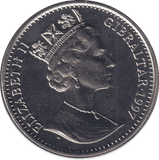 1997 ONE CROWN GIBRALTAR GOLDEN ANNIVERSARY - WORLD COINS - Cambridgeshire Coins