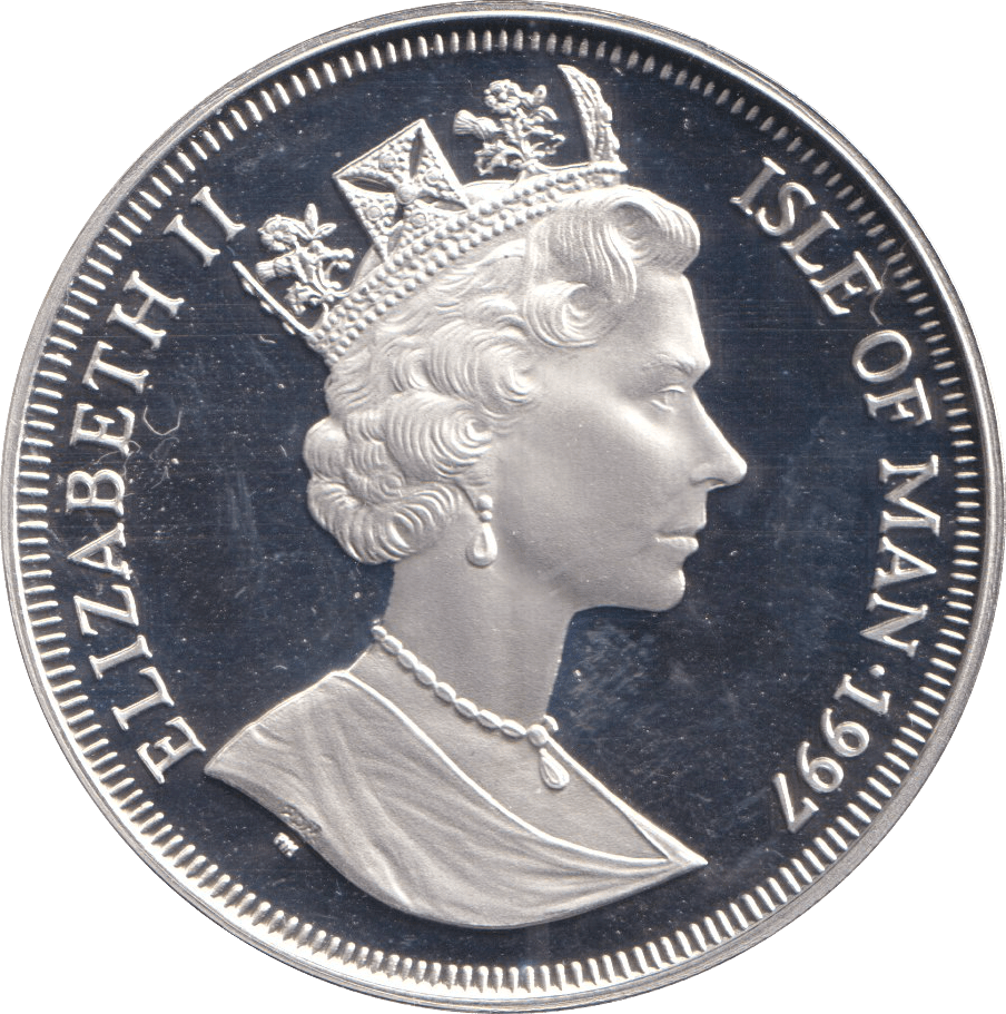 1997 ONE CROWN ISLE OF MAN FALL OF THE ROMAN EMPIRE - SILVER WORLD COINS - Cambridgeshire Coins