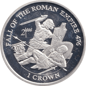 1997 ONE CROWN ISLE OF MAN FALL OF THE ROMAN EMPIRE - SILVER WORLD COINS - Cambridgeshire Coins