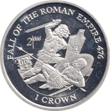 1997 ONE CROWN ISLE OF MAN FALL OF THE ROMAN EMPIRE - SILVER WORLD COINS - Cambridgeshire Coins