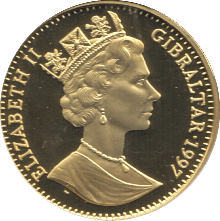 1997 ONE CROWN PROOF GIBRALTAR GOLDEN WEDDING ANNIVERSARY 13 - CROWN - Cambridgeshire Coins
