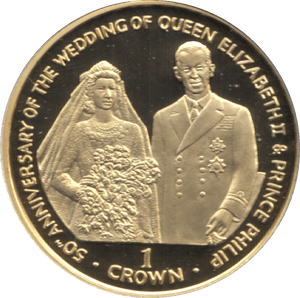 1997 ONE CROWN PROOF ISLE OF MAN GOLDEN WEDDING ANNIVERSARY 15 - CROWN - Cambridgeshire Coins