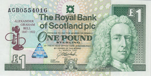 1997 ONE POUND ROYAL BANK OF SCOTLAND BANKNOTE REF SCOT - 62 - WORLD BANKNOTES - Cambridgeshire Coins