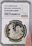 1997 SILVER 2 POUND BRITANNIA ANNIVERSARY PF 69 ULTRA CAMEO - NGC SILVER COINS - Cambridgeshire Coins