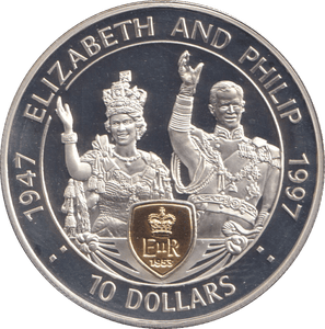 1997 SILVER PROOF 10 DOLLARS EAST CARIBBEAN STATES ELIZABETH AND PHILLIP - SILVER WORLD COINS - Cambridgeshire Coins