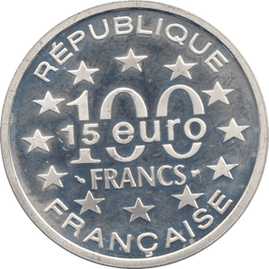 1997 SILVER PROOF 15 EURO 100 FRANCS FRANCE - SILVER WORLD COINS - Cambridgeshire Coins