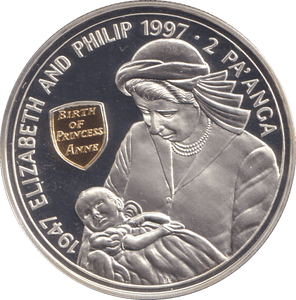 1997 SILVER PROOF 2 PA' ANGA TONGA ELIZABETH AND PHILLIP - SILVER WORLD COINS - Cambridgeshire Coins