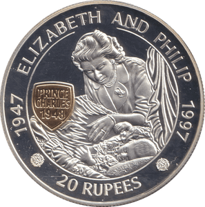 1997 SILVER PROOF 20 RUPEES ELIZABETH AND PHILIP - SILVER WORLD COINS - Cambridgeshire Coins