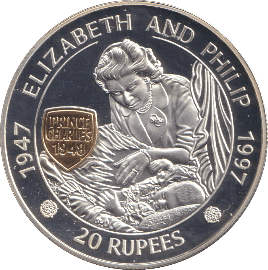 1997 SILVER PROOF 20 RUPEES ELIZABETH AND PHILIP - SILVER WORLD COINS - Cambridgeshire Coins