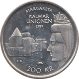1997 SILVER PROOF 200 KRONER SWEDEN - SILVER WORLD COINS - Cambridgeshire Coins