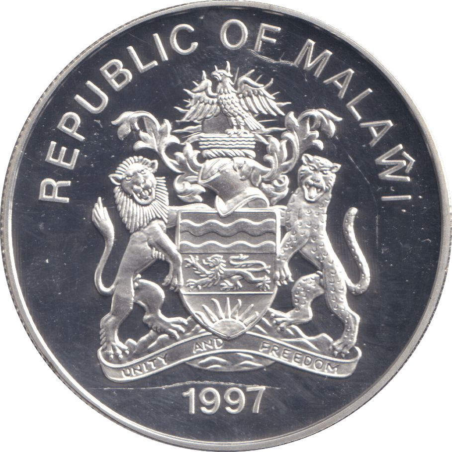 1997 SILVER PROOF 5 KWACHA ELIZABETH AND PHILIP MALAWI - SILVER WORLD COINS - Cambridgeshire Coins