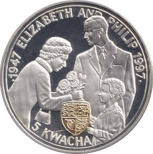 1997 SILVER PROOF 5 KWACHA ELIZABETH AND PHILIP MALAWI - SILVER WORLD COINS - Cambridgeshire Coins