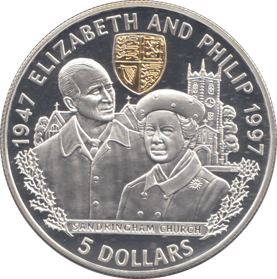 1997 SILVER PROOF BELIZE FIVE DOLLARS ELIZABETH AND PHILIP - Silver Proof - Cambridgeshire Coins