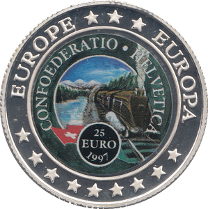 1997 SILVER PROOF EUROPE 25 EURO COLOURED - WORLD COINS - Cambridgeshire Coins