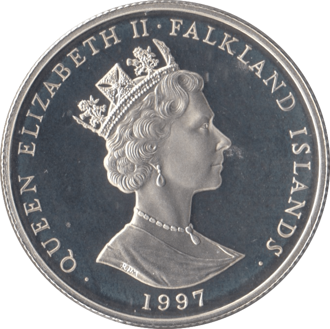 1997 SILVER PROOF FIFTY PENCE 925 SILVER FALKLAND ISLANDS - SILVER WORLD COINS - Cambridgeshire Coins