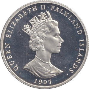 1997 SILVER PROOF FIFTY PENCE FALKLAND ISLANDS - SILVER WORLD COINS - Cambridgeshire Coins