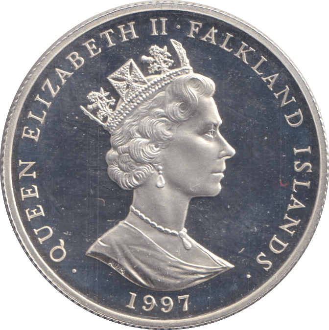 1997 SILVER PROOF FIFTY PENCE FALKLAND ISLANDS - SILVER WORLD COINS - Cambridgeshire Coins