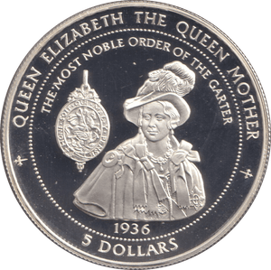 1997 SILVER PROOF FIVE DOLLARS NOBLE ORDER OF THE GARTER - SILVER WORLD COINS - Cambridgeshire Coins