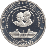 1997 SILVER PROOF FIVE DOLLARS OPENING FEDERAL PARLIAMENT - SILVER WORLD COINS - Cambridgeshire Coins
