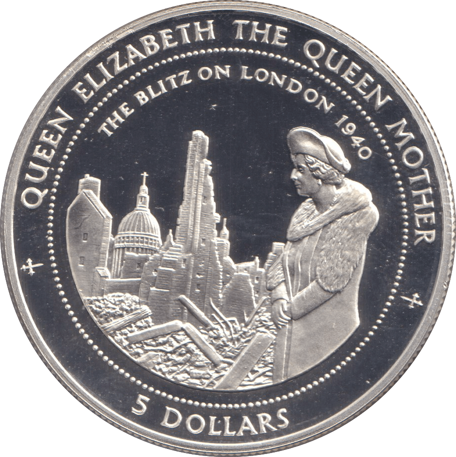 1997 SILVER PROOF FIVE DOLLARS THE BLITZ ON LONDON - SILVER WORLD COINS - Cambridgeshire Coins