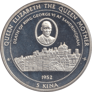 1997 SILVER PROOF FIVE KINA GEORGE AT SANDRINGHAM - SILVER WORLD COINS - Cambridgeshire Coins