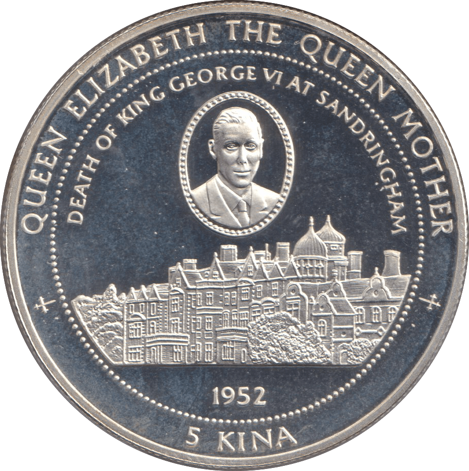 1997 SILVER PROOF FIVE KINA GEORGE AT SANDRINGHAM - SILVER WORLD COINS - Cambridgeshire Coins