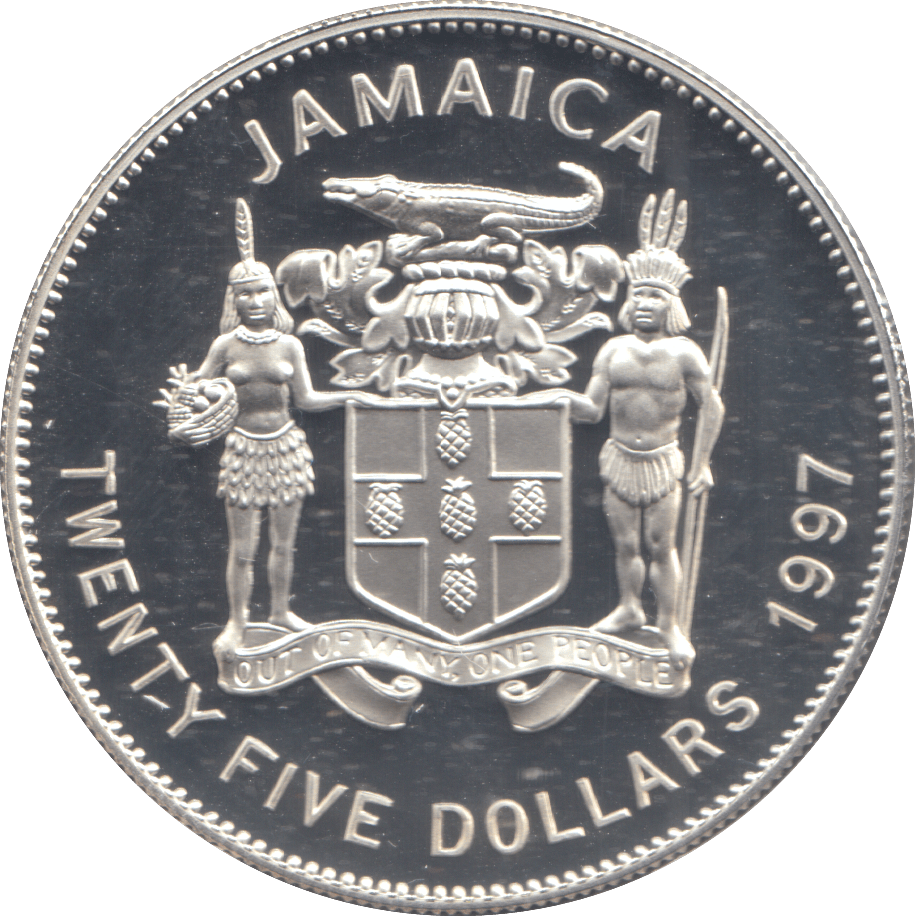 1997 SILVER PROOF JAMAICA TWENTY FIVE DOLLARS ELIZABETH AND PHILIP - Silver Proof - Cambridgeshire Coins