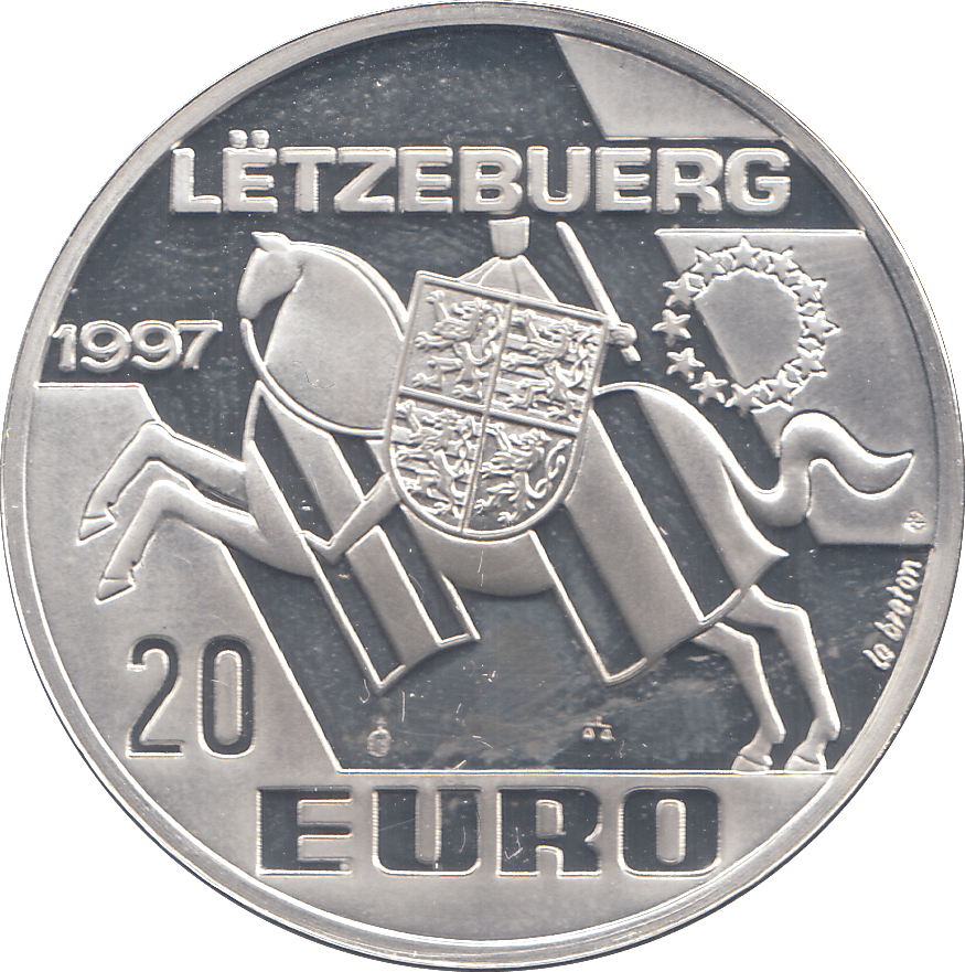 1997 SILVER PROOF LUXEMBURG 20 EUROS - WORLD COINS - Cambridgeshire Coins