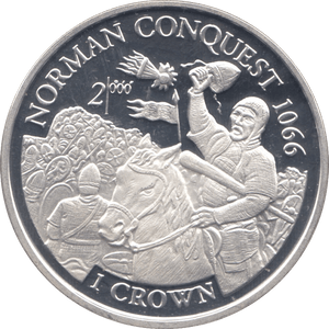 1997 SILVER PROOF NORMAN CONQUEST COMMEMORATIVE CROWN ISLE OF MAN - SILVER WORLD COINS - Cambridgeshire Coins