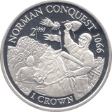 1997 SILVER PROOF NORMAN CONQUEST COMMEMORATIVE CROWN ISLE OF MAN - SILVER WORLD COINS - Cambridgeshire Coins