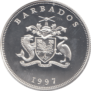 1997 SILVER PROOF ONE DOLLAR BARBADOS - SILVER WORLD COINS - Cambridgeshire Coins