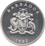 1997 SILVER PROOF ONE DOLLAR BARBADOS - SILVER WORLD COINS - Cambridgeshire Coins